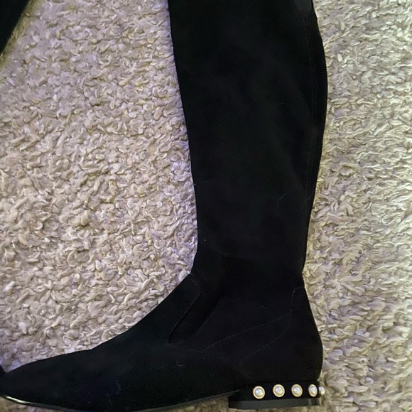 Ivanka Trump Black Freeda knee High Pearl Embellished Heel Faux Suede Boots - Picture 10 of 10